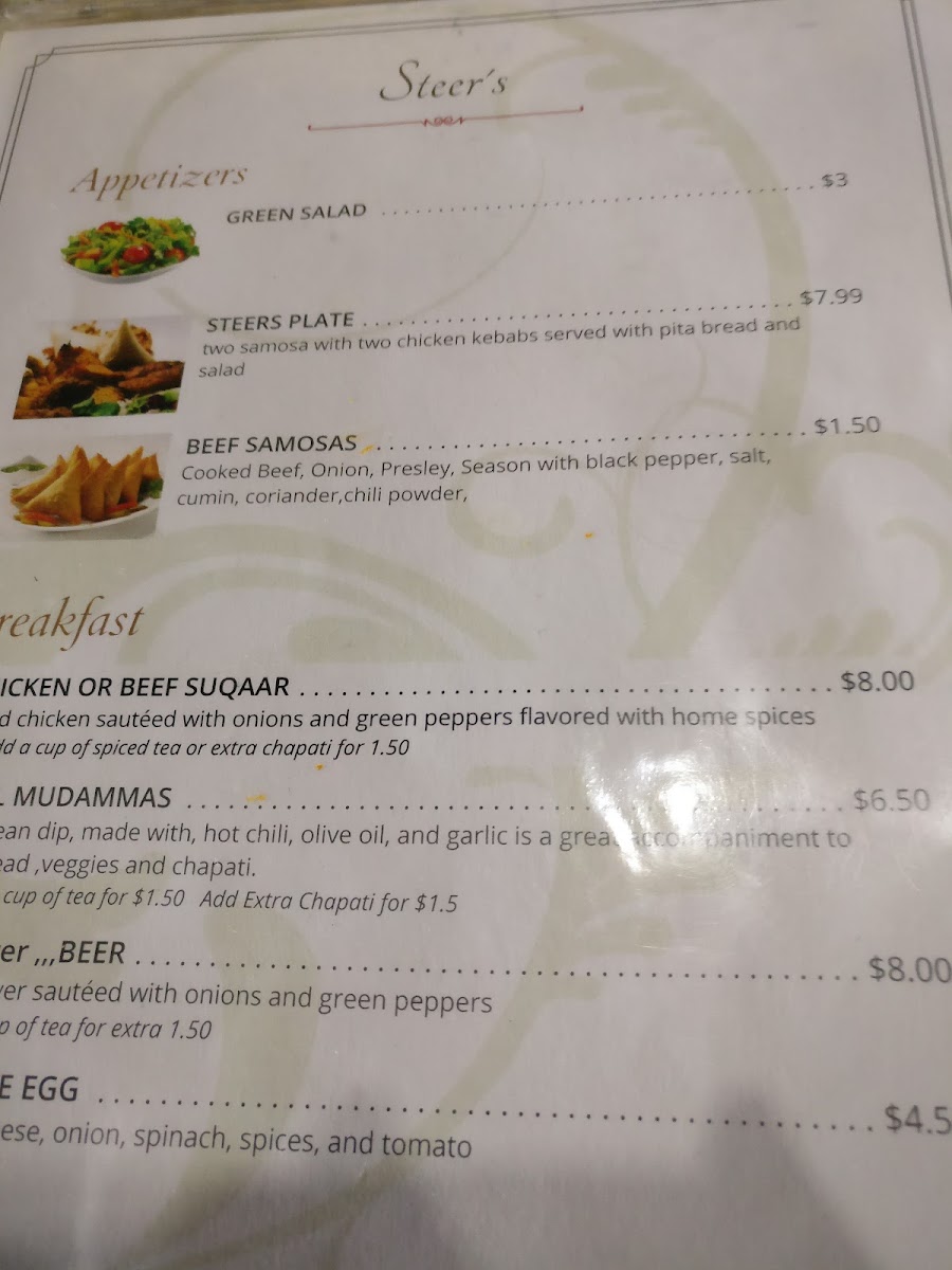 Menu Steer's Restaurant-5