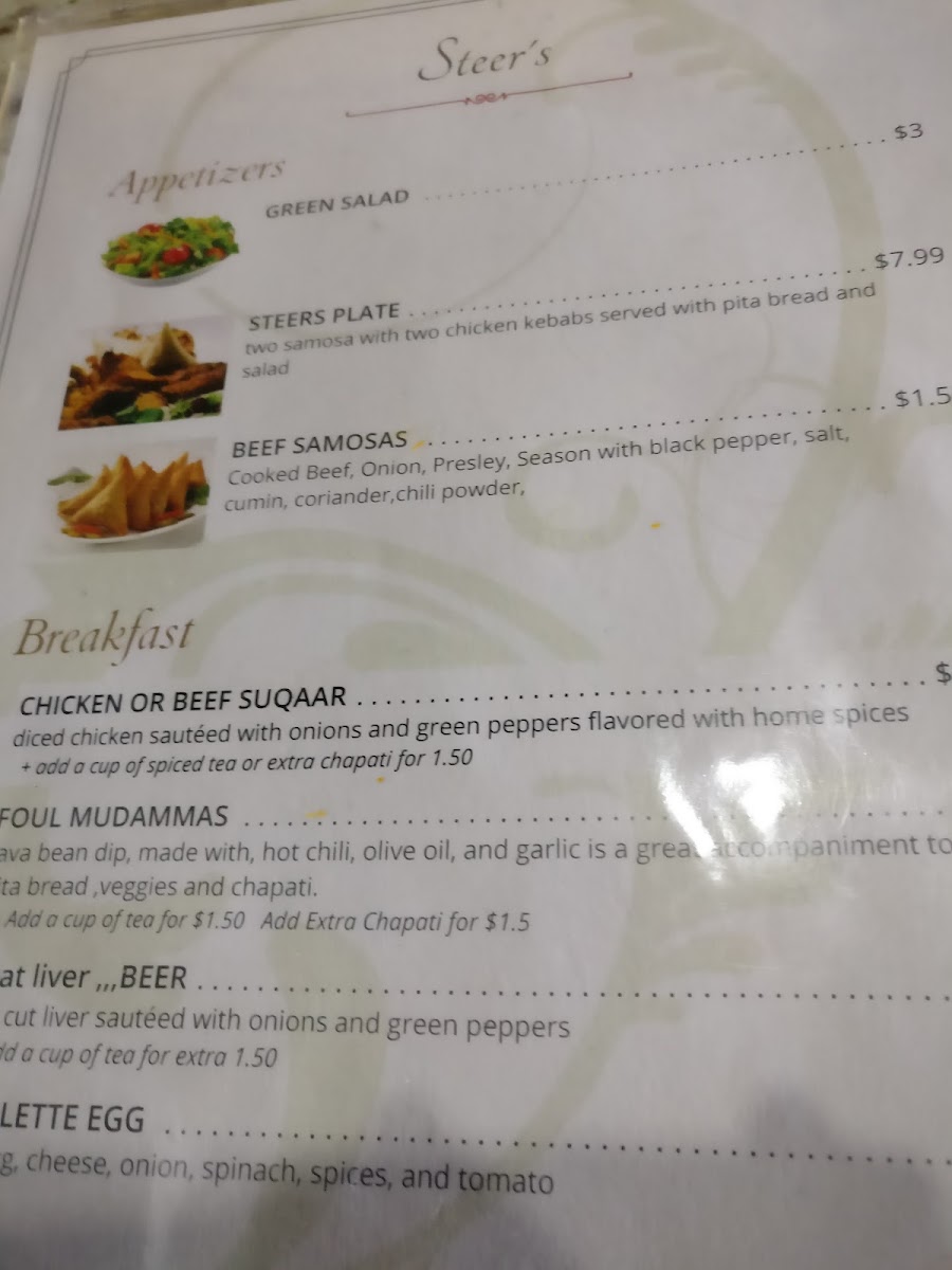 Menu Steer's Restaurant-6